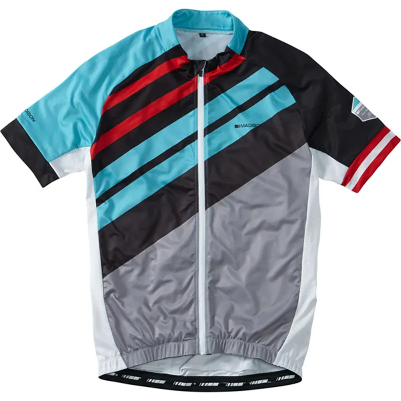 Madison Sportive Full-Zip Short Sleeved Mens Jersey in Blue