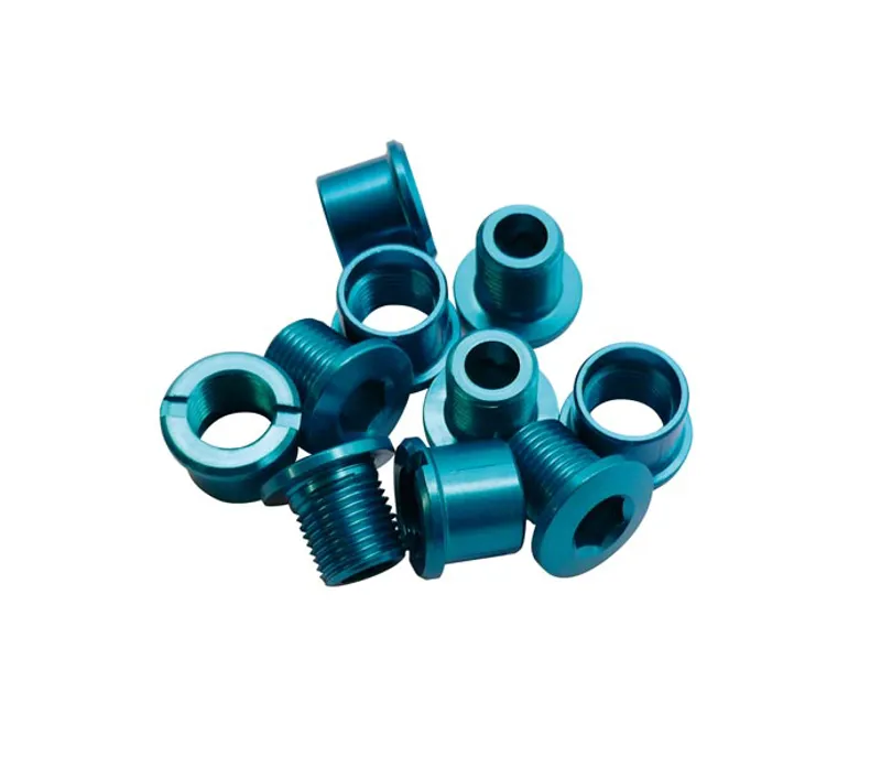 ID Alloy Double 8.5mm Aluminium Chainring Bolts in Anodized Blue