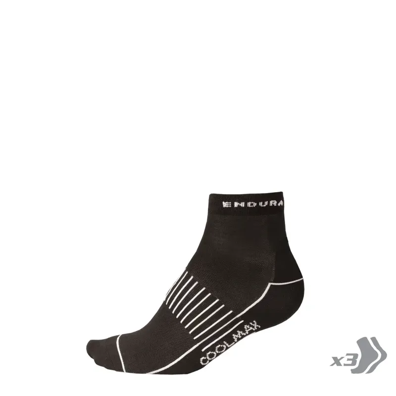 Endura Coolmax Three Pack Womens Race Sock in Black
