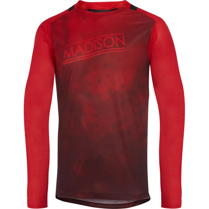 Madison Flux Enduro Marble Long Sleeved Mens Jersey in Red