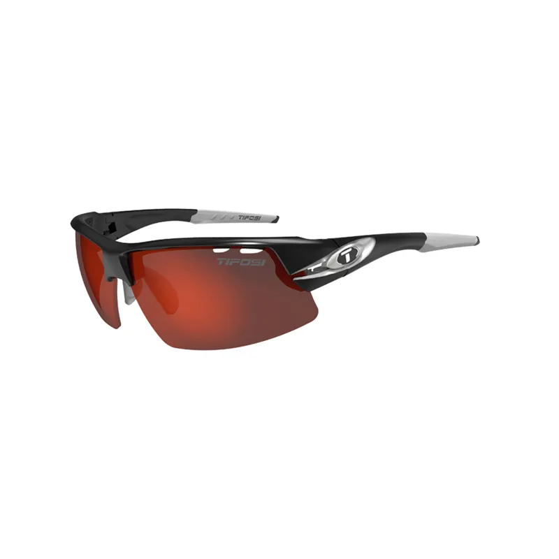 Tifosi Crit Half Frame Clarion Red Lens Sunglass in Black