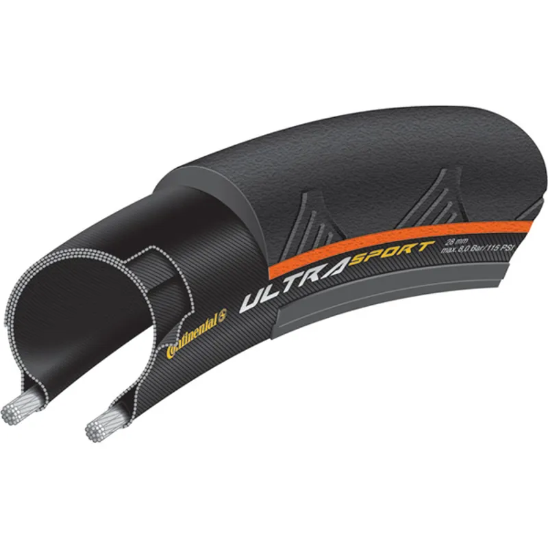 Continental UltraSport II 700c Road Bike Tyre In Orange