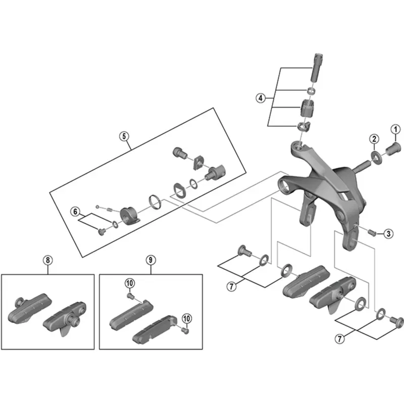 Shimano Spares BRBX BRR7000 R55C4 Brake Shoe Set Pair in Silver-1